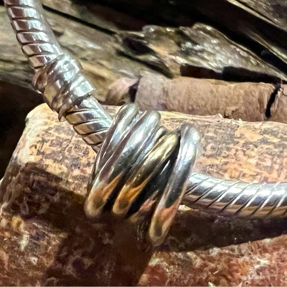 Authentic Pandora Charm Two Tone Ring Cluster CharmSilver and 14K Gold Knot Love - Picture 10 of 10